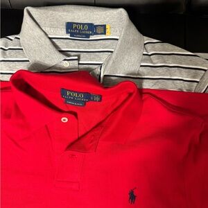 Polo Ralph Lauren Red and Gray Striped Polo Shirts